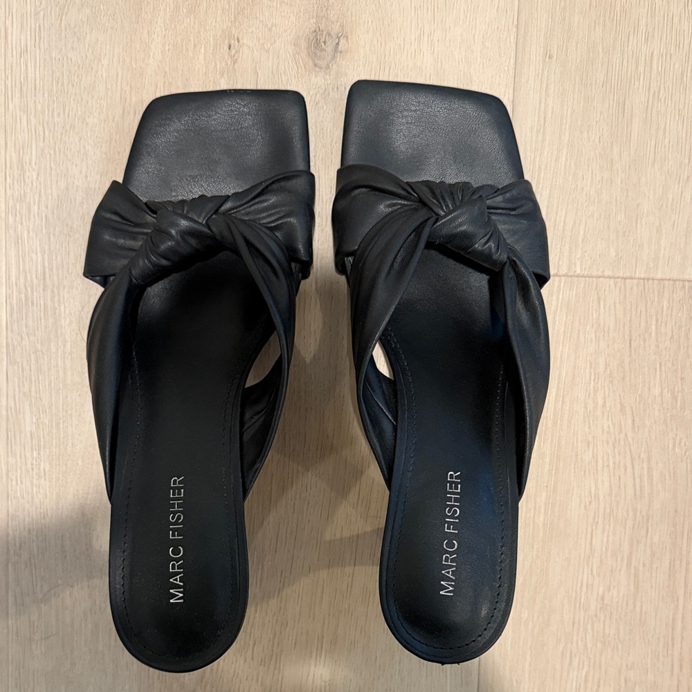 Marc Fisher Black Knotted Mules